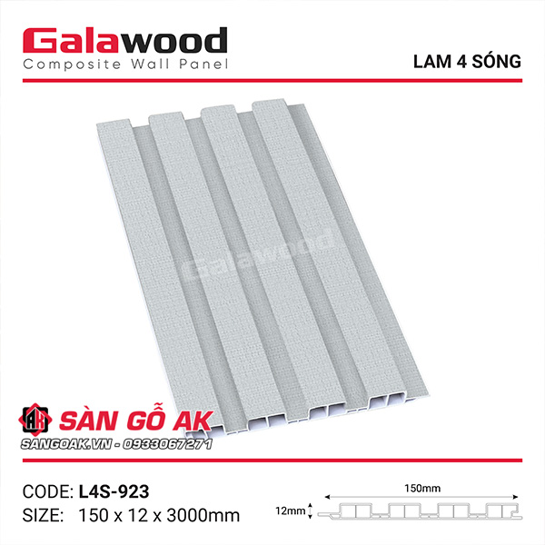 Tấm ốp lam 4 sóng Galawood L4S-923 vân vải xám nhạt